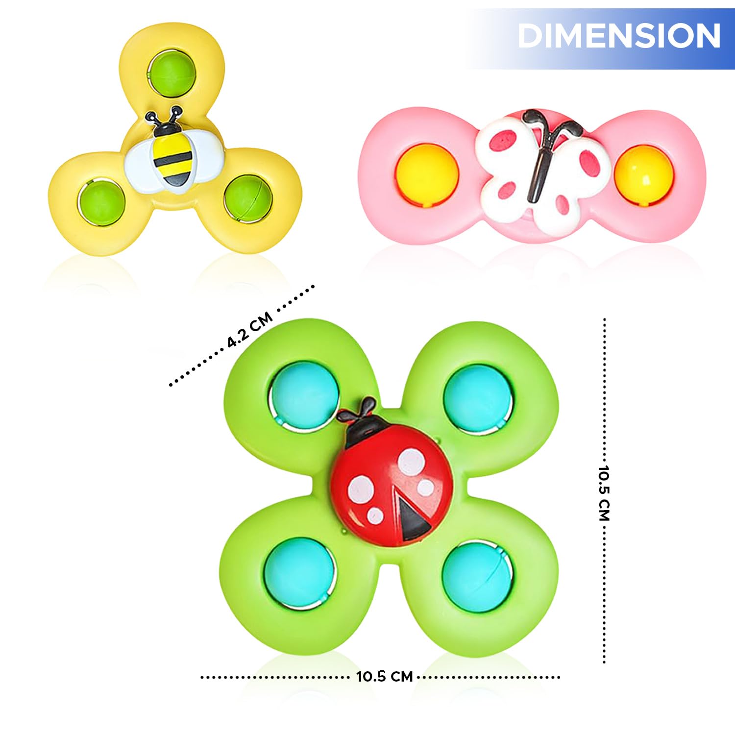 NHR Baby Spinner Toys (Set of 3) Suction Cup Spin Toy for Kids, Babies & Toddlers, Sensory Fidget Spinning Toys for Infants Bath Travel & Car Window Perfect for 6 12 18 Months