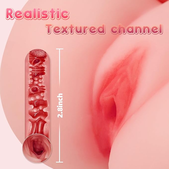 Mini Sex Doll Male Masturbator with Realistic Vagina, Small Torso Masturbator Love Doll Pocket Pussy with Boobs Vagina Sex for Men-Flesh