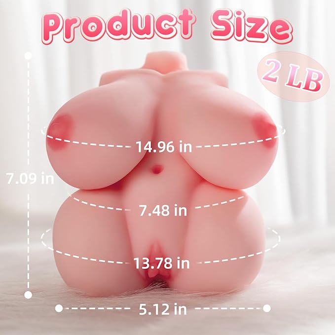 Mini Sex Doll Male Masturbator with Realistic Vagina, Small Torso Masturbator Love Doll Pocket Pussy with Boobs Vagina Sex for Men-Flesh