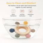 HBKOH Silicone Baby Teething Ring, Multi-Coloured Textured Sensory Toy with 6 Soothing Elements Baby Teether 6-12 Months Soft