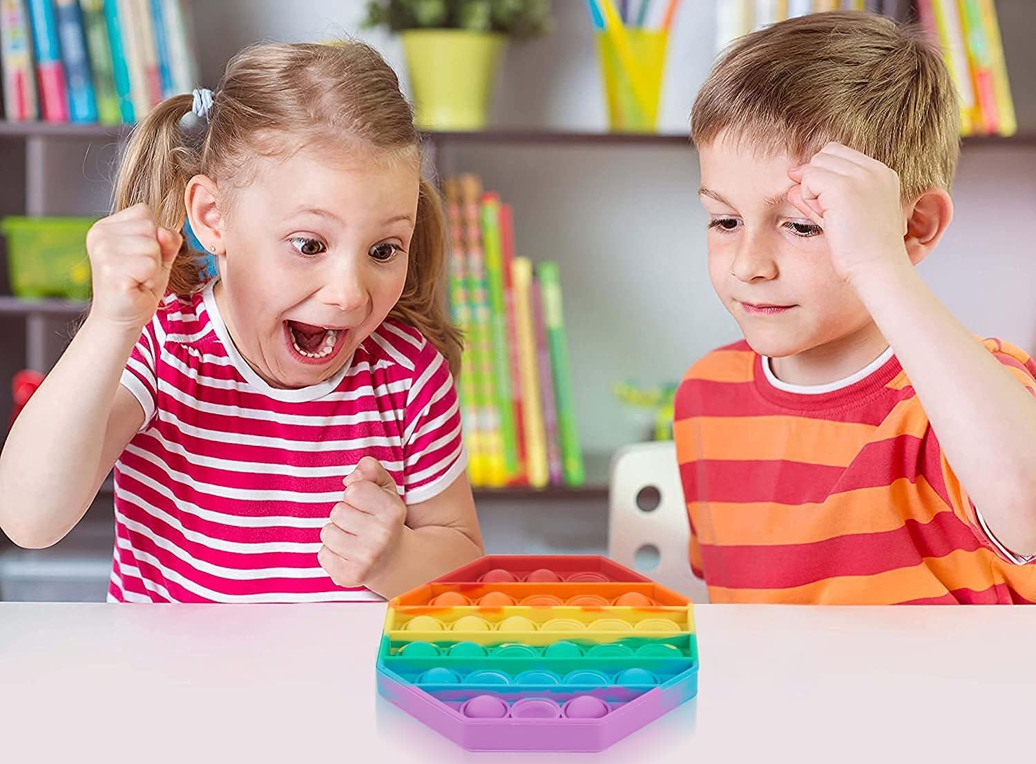Toyshine Pack of 4- Circle, Square, Octagon and Curve Square - Fidget Popping Sounds Toy, BPA Free Silicone, Push Bubbles Toy for Autism Stress Reliever, Sensory Toy Pop It Toys