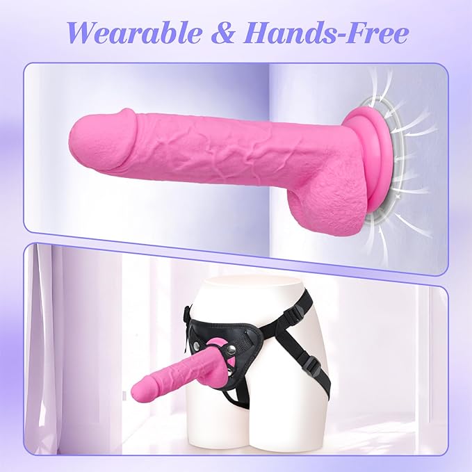 Realistic Liquid Silicone Strap On Dildo with Adjustable Harness Kit
