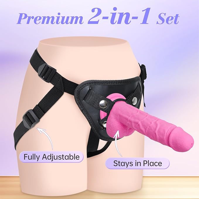 Realistic Liquid Silicone Strap On Dildo with Adjustable Harness Kit