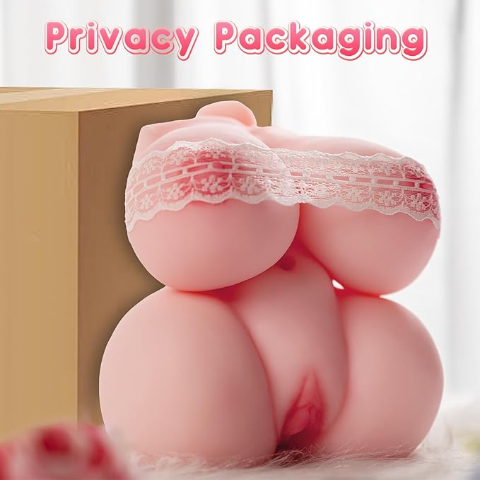 Mini Sex Doll Male Masturbator with Realistic Vagina, Small Torso Masturbator Love Doll Pocket Pussy with Boobs Vagina Sex for Men-Flesh