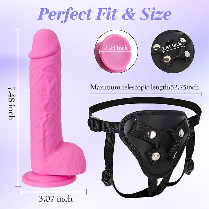 Realistic Liquid Silicone Strap On Dildo with Adjustable Harness Kit